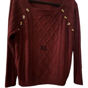 Source Unknown Burgundy Sweater with Gold Accents